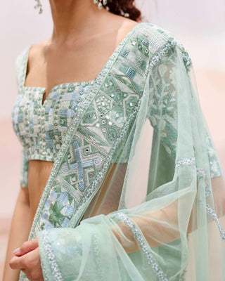 Mint silene sari set
