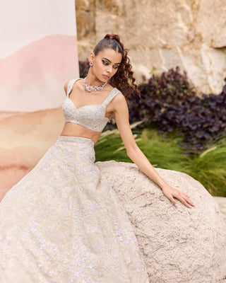 Ivory mahonia lehenga set