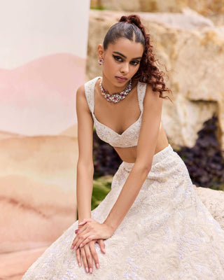 Ivory mahonia lehenga set