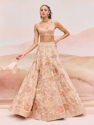 Gold pylora lehenga set