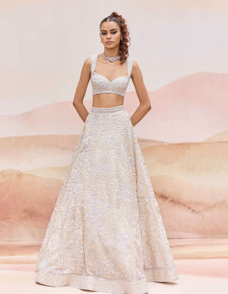 Ivory mahonia lehenga set