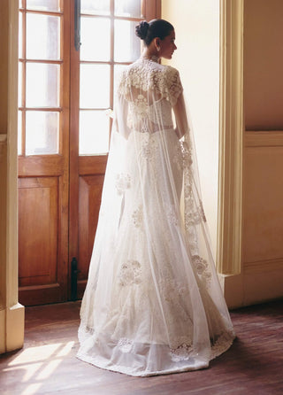 Zarina ivory corset cape and skirt set