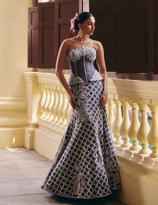 Diana gun metal corset and skirt set