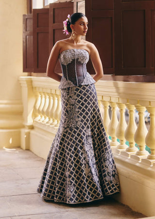 Diana gun metal corset and skirt set