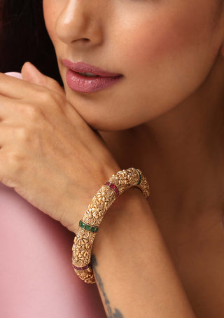 Swabhimann Jewellery-Multicolour Gold Tone Kada-INDIASPOPUP.COM