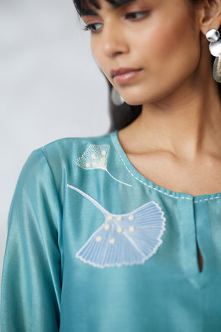 Seafoam ginkgo kurta set