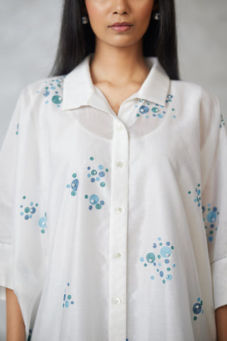 Ivory dottie shirt and denim pants