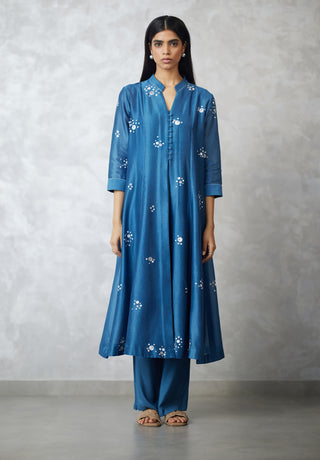 Granite blue dottie kalidar kurta set