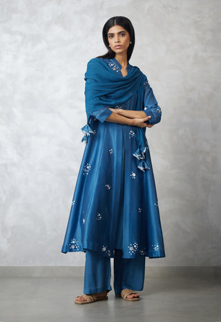 Granite blue dottie kalidar kurta set