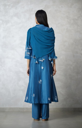 Granite blue dottie kalidar kurta set