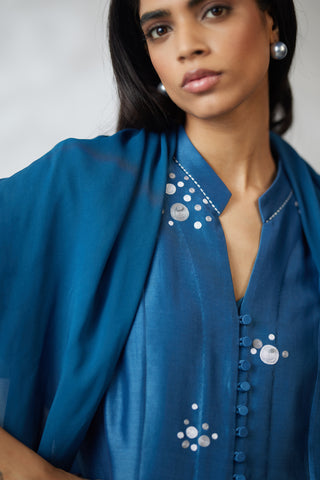 Granite blue dottie kalidar kurta set