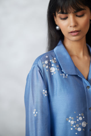 Light blue dottie dress