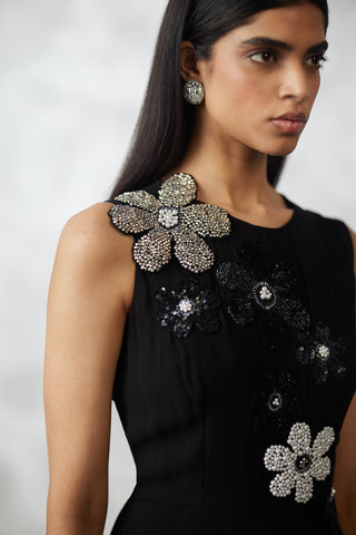 Florencio black draped dress