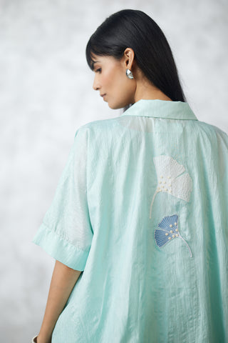 Seafoam ginkgo crushed shirt and pants