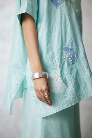 Seafoam ginkgo crushed shirt and pants