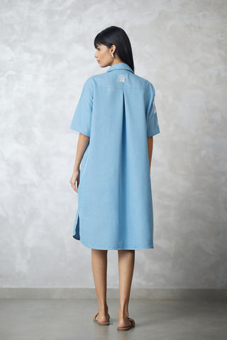 Blue ginkgo denim lounge dress