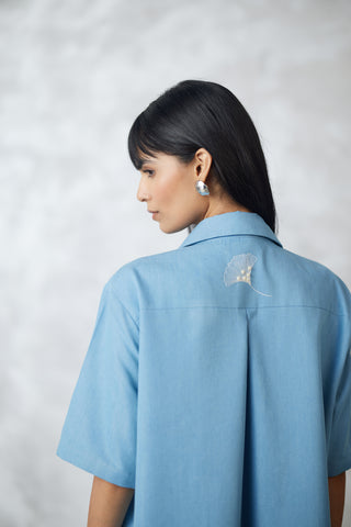 Blue ginkgo denim lounge dress