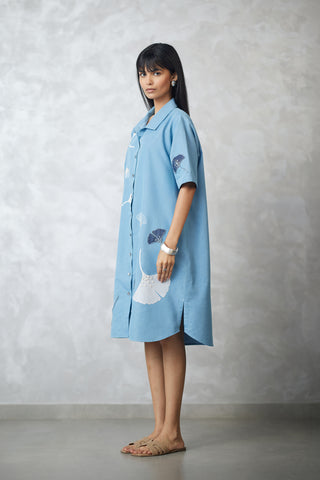 Blue ginkgo denim lounge dress