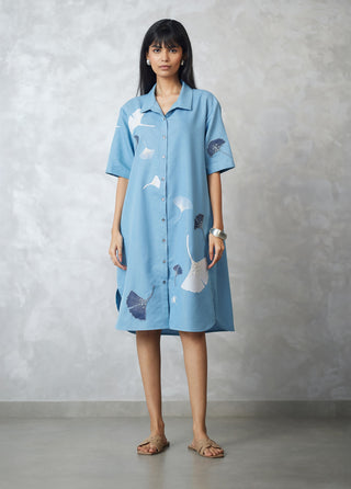 Blue ginkgo denim lounge dress