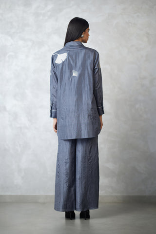 Gray ginkgo crushed shirt and pants
