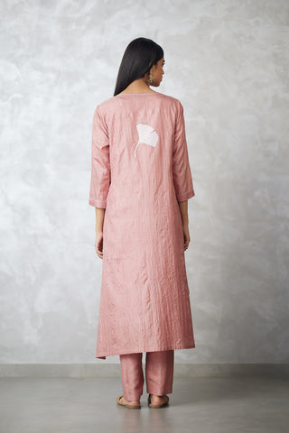 Old rose crushed kurta set