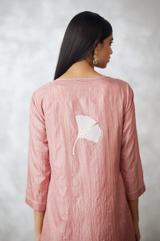 Old rose crushed kurta set