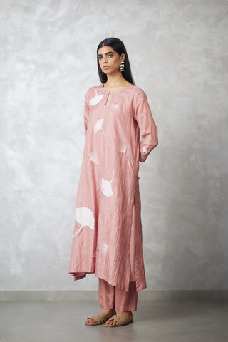 Old rose crushed kurta set