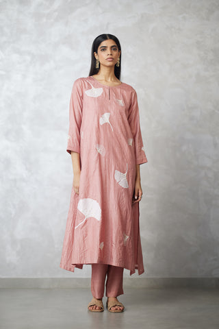 Old rose crushed kurta set