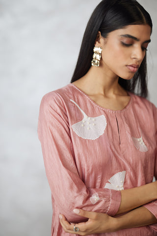 Old rose crushed kurta set