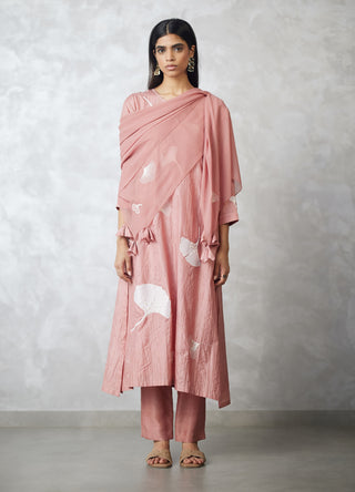 Old rose crushed kurta set