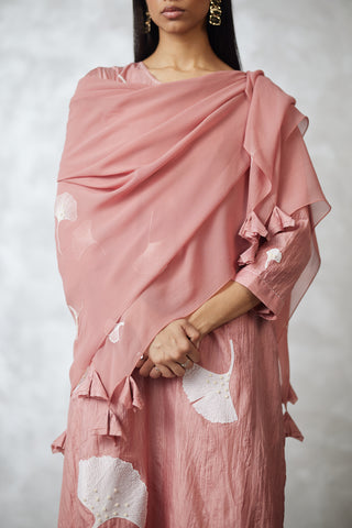 Old rose crushed kurta set