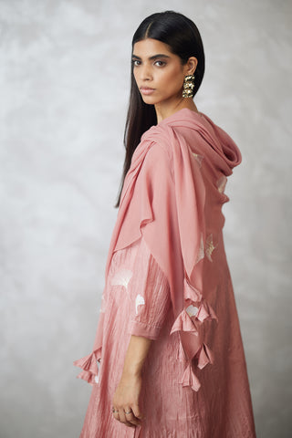 Old rose crushed kurta set