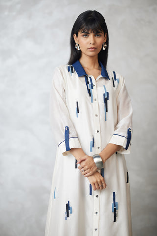 Ivory skyline shirt dress and slip