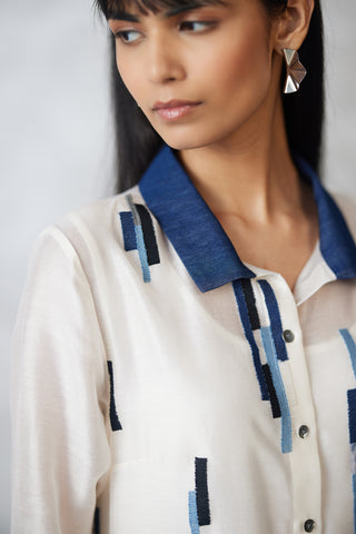 Ivory skyline shirt dress and slip