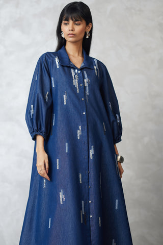 Skyline denim shirt jacket and ombre dress