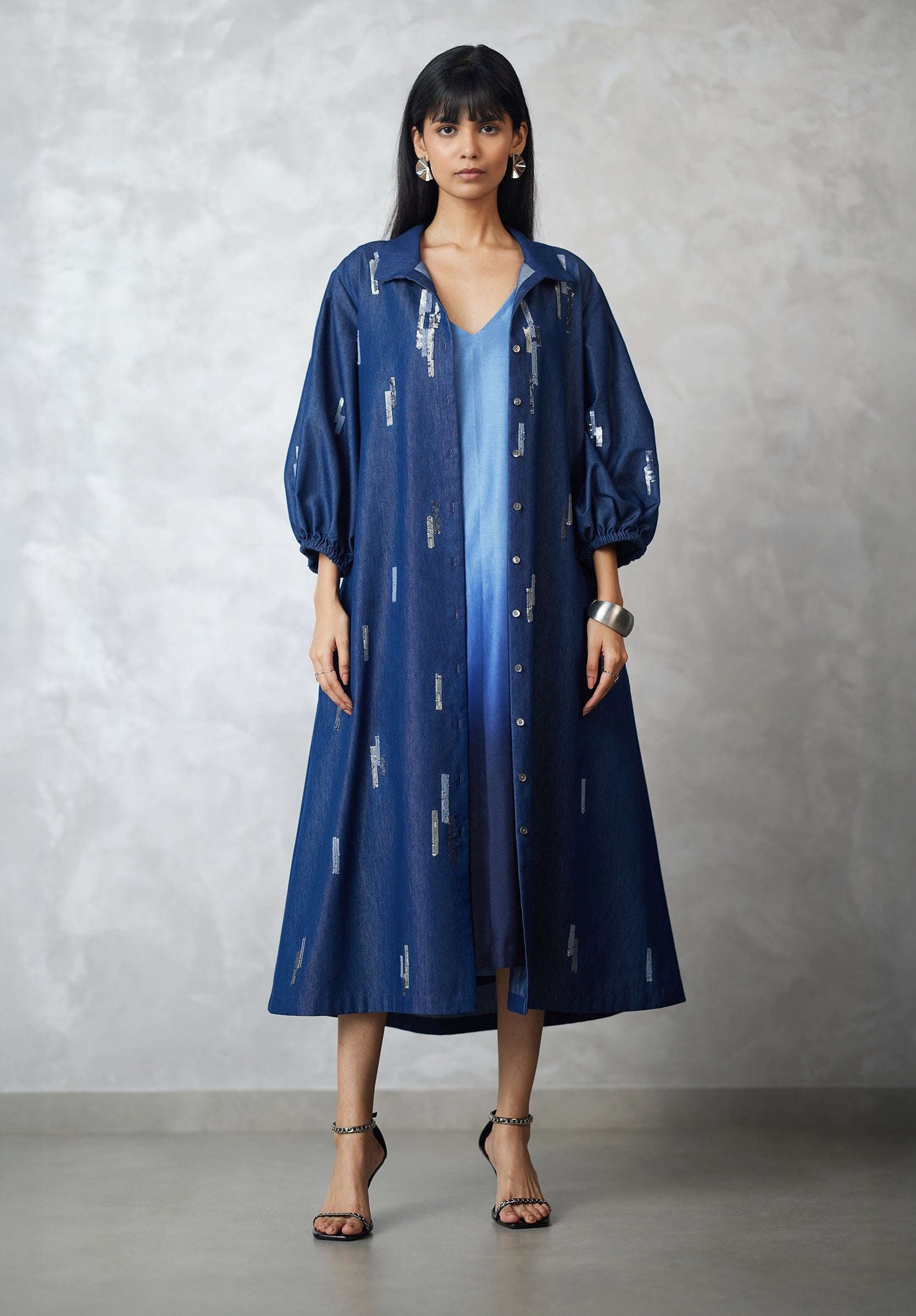 Skyline Denim Shirt Jacket and Ombre Dress Xs Skyline Denim Shirt Jacket and Ombre Dress Xs