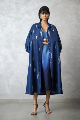 Skyline denim shirt jacket and ombre dress