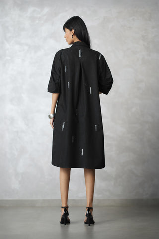Black denim skyline bubble lounge dress