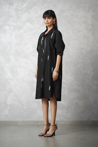 Black denim skyline bubble lounge dress