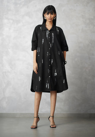 Black denim skyline bubble lounge dress