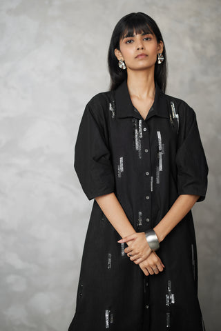 Black denim skyline bubble lounge dress