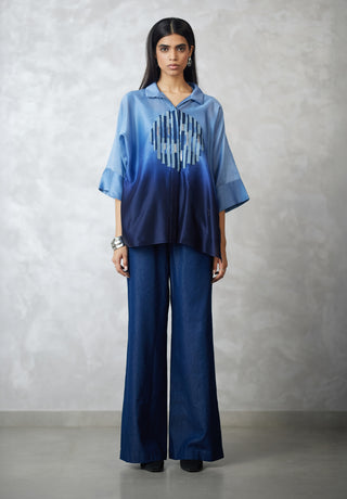 Ombre skyline circle motif shirt and pants
