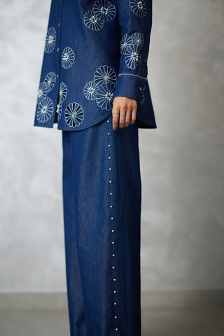 Dark blue denim shirt and pants