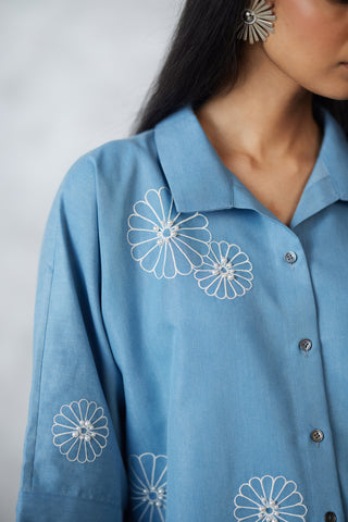 Light blue denim nova shirt and pants