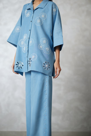 Light blue denim nova shirt and pants