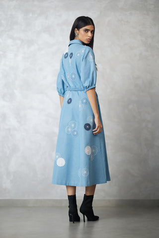 Light denim nova applique dress