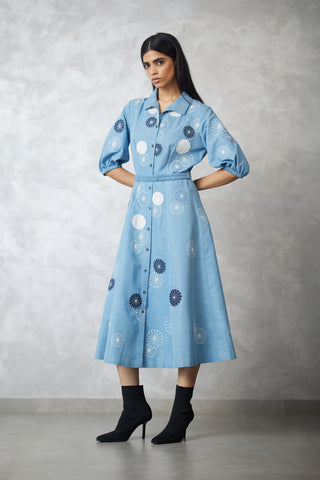 Light denim nova applique dress