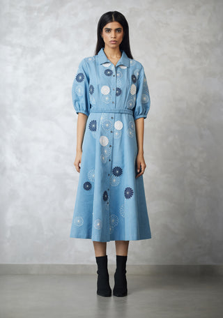 Light denim nova applique dress