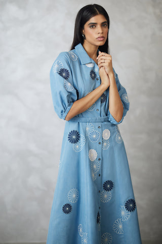 Light denim nova applique dress