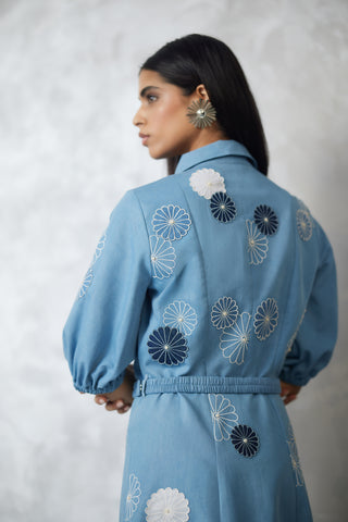 Light denim nova applique dress